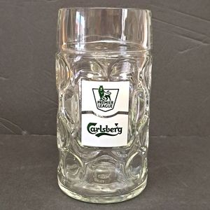 Vintage OVERSIZED "Carlsberg " beer brand dimpled heavy glass stein/mug